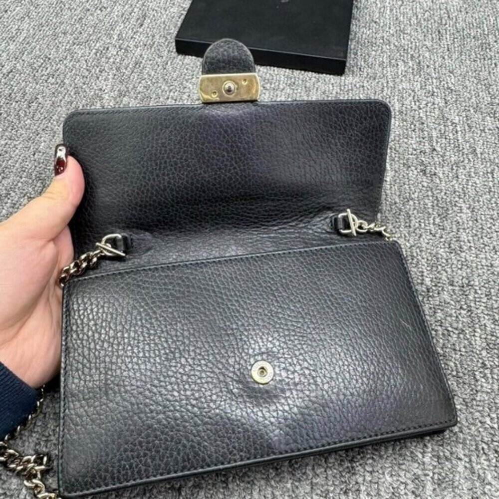 Authentic Gucci Soho Chain Crossbody Bag Black Pebbled Leather GG Logo LuxuryBag - Picture 10 of 16